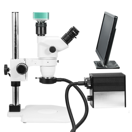 2.0 Megapixels 6.7-45X CMOS UV FREE LED Light Post Stand Trinocular Zoom Stereo Microscope SZ02060235