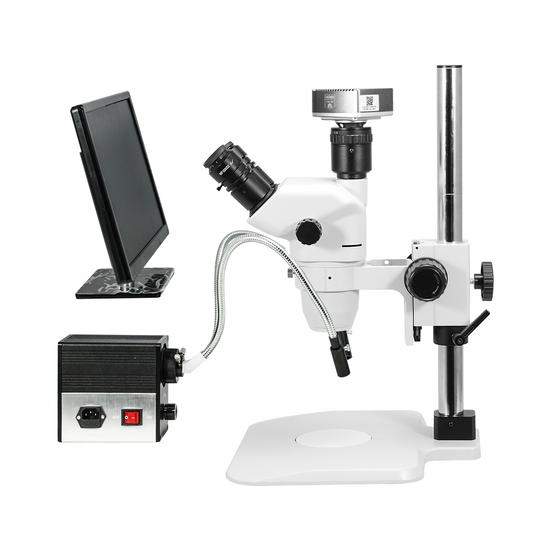 2.0 Megapixels 6.7-45X CMOS UV FREE LED Light Post Stand Trinocular Zoom Stereo Microscope SZ02060237