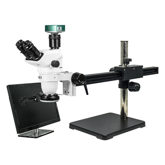 2.0 Megapixels 6.7-45X CMOS LED Light Ball Bearing Boom Stand Trinocular Zoom Stereo Microscope SZ02061433