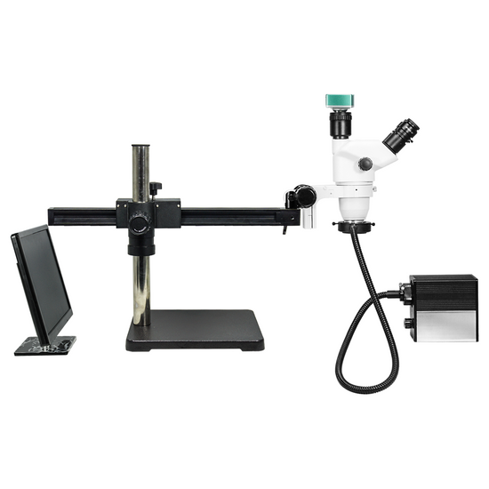 2.0 Megapixels 6.7-45X CMOS UV FREE LED Light Ball Bearing Boom Stand Trinocular Zoom Stereo Microscope SZ02061435