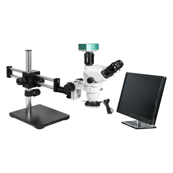 2.0 Megapixels 6.7-45X CMOS LED Light Dual Arm Stand Trinocular Zoom Stereo Microscope SZ02060535