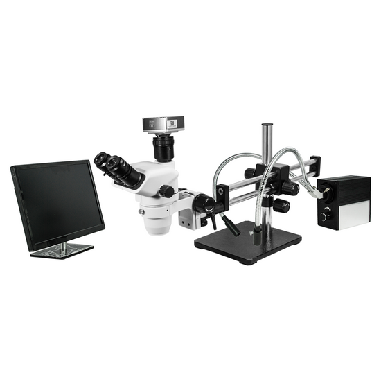 2.0 Megapixels 6.7-45X CMOS UV FREE LED Light Dual Arm Stand Trinocular Zoom Stereo Microscope SZ02060537