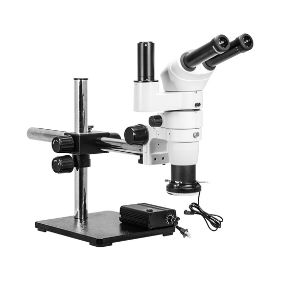 8-50X LED Light Boom Stand Trinocular Parallel Zoom Stereo Microscope PZ02040133