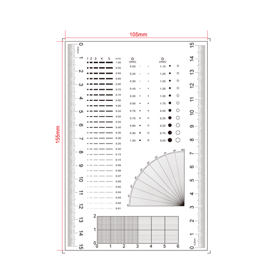 150mm/600 Div, 20x30mm/200x300 Net Grid, 20x30mm/200x3 Net Grid  Comparison Test Gauge RT02420503