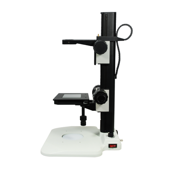 Microscope Track Stand, 39mm Coarse Focus Rack, Fine Focus XY Stage, LED Light Base