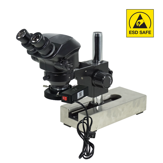 7-50X ESD Safe Gliding Base Stand Fluorescence Light ESD Binocular Zoom Stereo Microscope SZ02090222