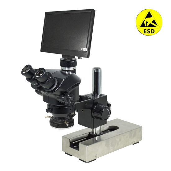 2.0 Megapixels 7-50X CMOS LED Light ESD Safe Gliding Base Stand Trinocular Zoom Stereo Microscope SZ02090237