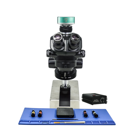 2.0 Megapixels 7-50X CMOS ESD Safe UV FREE LED Light Gliding Base Stand Trinocular Zoom Stereo Microscope SZ02090238