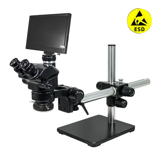 2.0 Megapixels 7-50X CMOS LED Light ESD Safe Boom Stand Trinocular Zoom Stereo Microscope SZ02090457