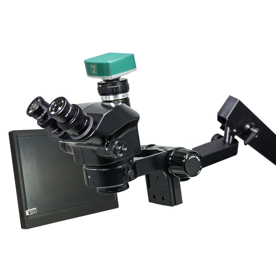 2.0 Megapixels 7-50X CMOS Flexible Arm ESD Safe Fluorescence Light Trinocular Zoom Stereo Microscope SZ02090653