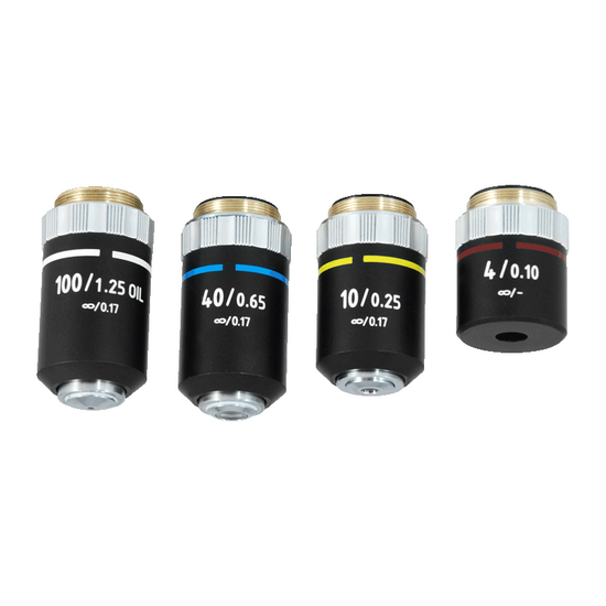 Infinity-Corrected Semi-Pan Achromatic Microscope Objective Lens Set (Oil Spring) 4X 10X 40X 100X with Black Finish