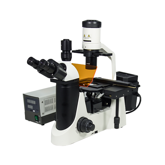 100X-400X Inverted Fluorescence Microscope, Trinocular, Dual Light HM