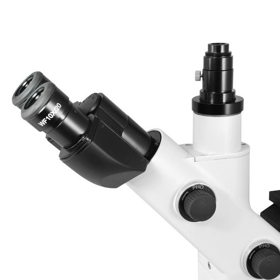 50X-1000X Inverted Metallurgical Microscope, Trinocular, Halogen Light, Dark Field + Polarizing Kit