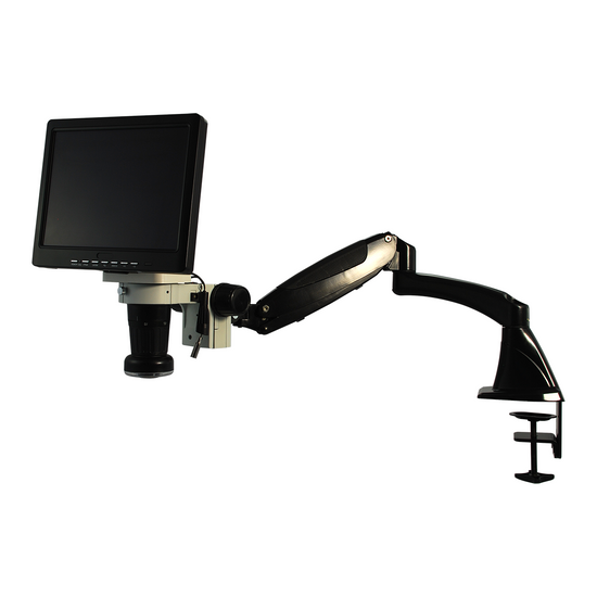 LED Video Microscope, LCD 10 in. Monitor, Industrial Inspection, Pneumatic Arm