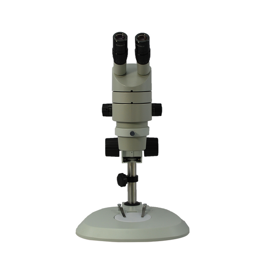 8X-80X Widefield Parallel Zoom Stereo Microscope, Trinocular, Post Stand, Compensating 45° Viewing Angle