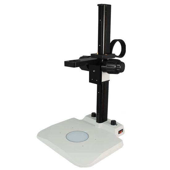 Microscope Track Stand, 39mm Fine Focus Rack, LED Bottom Light Base (Dimmable)