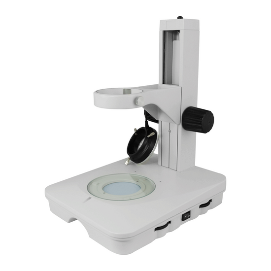 Microscope Track Stand, 76mm Coarse Focus Rack, LED Ring Light, LED Light Base (Dimmable)