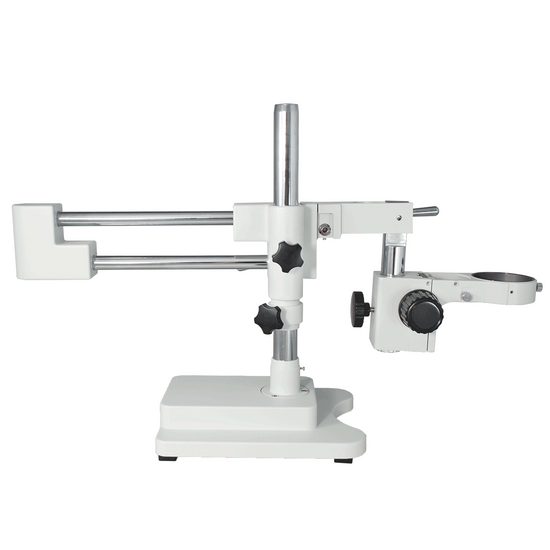 Microscope Boom Stand, Double Arm, 76mm Focus Rack, Heavy Duty (White)
