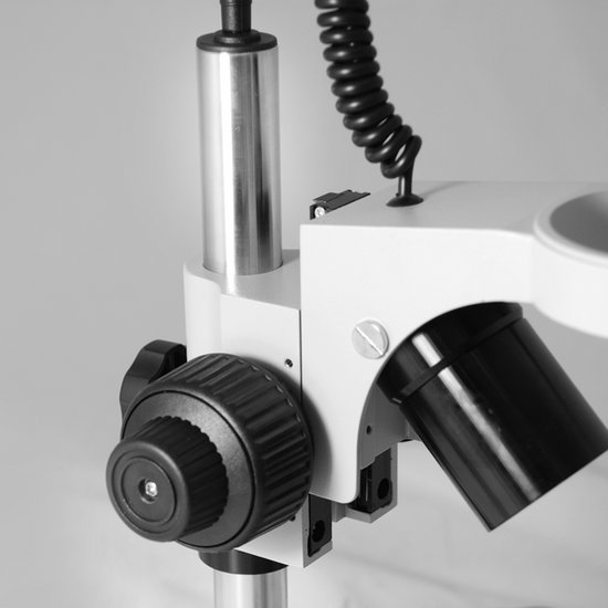 Microscope Post Stand, 76mm Fine Focus Rack, Top and Bottom LED Light (Dimmable)