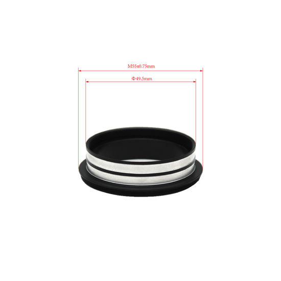 Metal Ring Light Adapter for Stereo Microscopes, 55mm Thread (with Cover Glass)