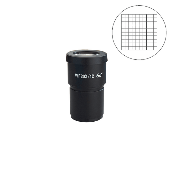 WF 20X Widefield Microscope Eyepiece with Reticle, Net Grid, High Eyepoint, 30mm, FOV 12mm (One)