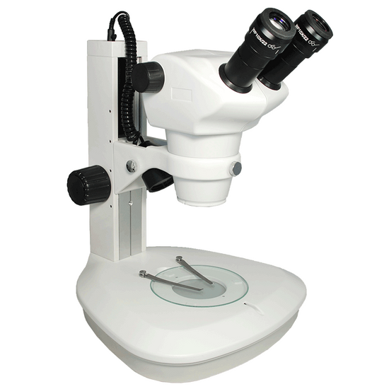 8X-50X Widefield Zoom Stereo Microscope, Binocular, Track Stand (Track Length 300mm) LED Top and Bottom Light, Fan Shaped Base