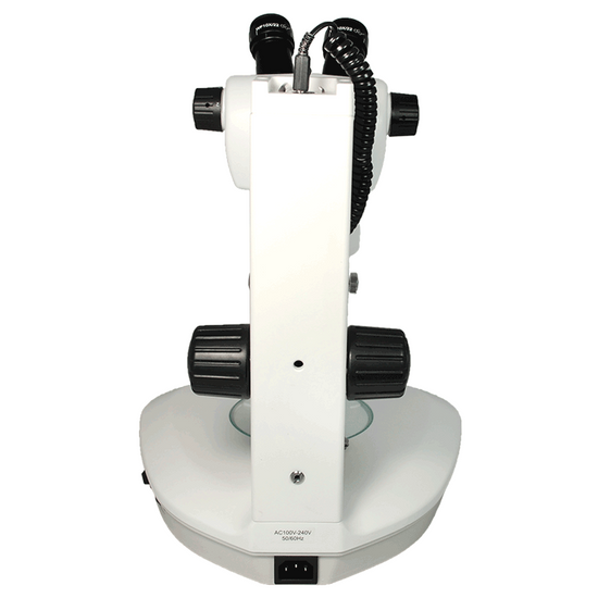 8X-50X Widefield Zoom Stereo Microscope, Binocular, Track Stand (Track Length 300mm) LED Top and Bottom Light, Fan Shaped Base