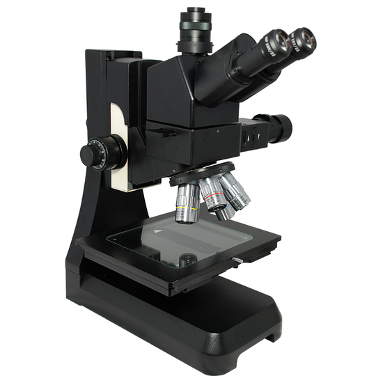 ESD Safe 20X-500X Metallurgical Microscope, Trinocular, Halogen Fiber Optic Illuminator + Polarizing Kit