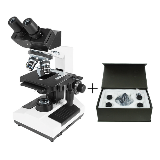 40X-1600X Phase Contrast Lab Microscope, Binocular, LED Light