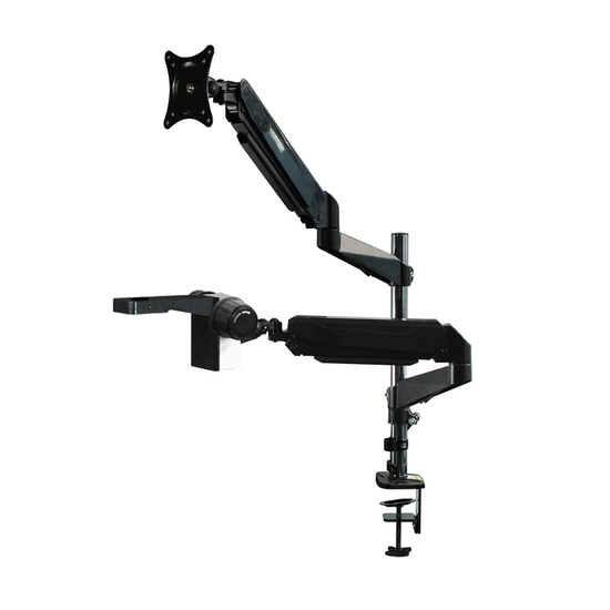 Microscope Monitor Dual Arm Stand, Post Clamp, 39mm Focus Rack