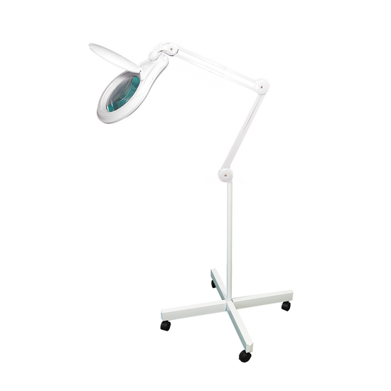 3 Diopter (1.75X Magnification) LED Magnifying Lamp on Rolling Floor Stand, 5 inch Lens + Flip Cover
