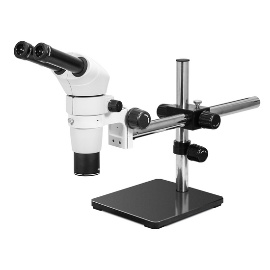 8X-80X Widefield Parallel Zoom Stereo Microscope, Binocular, Single Arm Boom Stand, Siedentopf 0-35° Viewing Angle