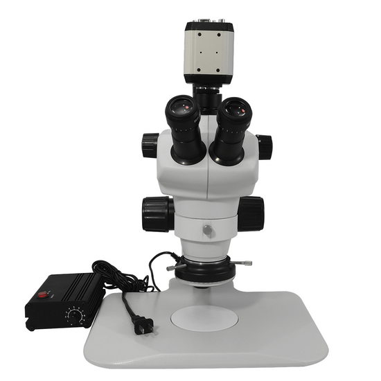 8X-50X Widefield Zoom Stereo Microscope, Trinocular, Track Stand, LED Ring Light + 2M VGA Digital Camera