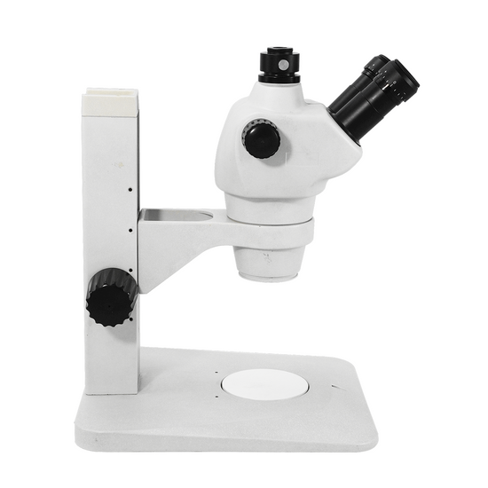 8X-50X Widefield Zoom Stereo Microscope, Trinocular, Track Stand (Track Length 300mm) Rectangle Base