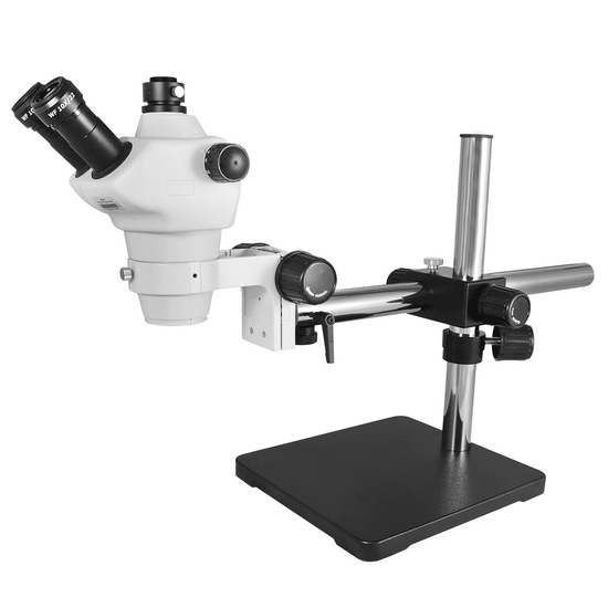 8X-50X Widefield Zoom Stereo Microscope, Trinocular, Single Arm Boom Stand