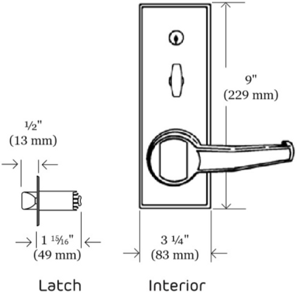 Kaba Simplex L1000 Series Metal Mechanical Pushbutton Cylindrical Lock with  Lever, Key Override, 13mm Throw Latch, Floating Face Plate, 70mm Backset,  通販