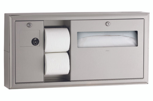 Bobrick B-30919, 30929 Seat-Cover, Toilet Tissue Dispenser & Sanitary Disposal