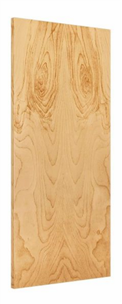 Wood Door 2'-0" x 7'-0", Rotary Natural Birch, Unfinished