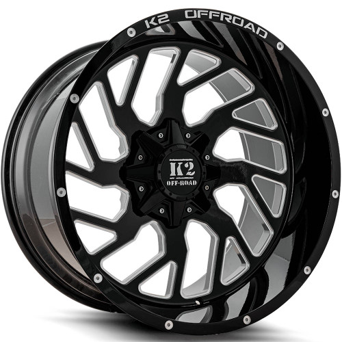 K2 Offroad Shockwave 22x12 Black Milled Wheel K2 Offroad Shockwave 5x5 5x5.5 -44 K122212555127-44GBML