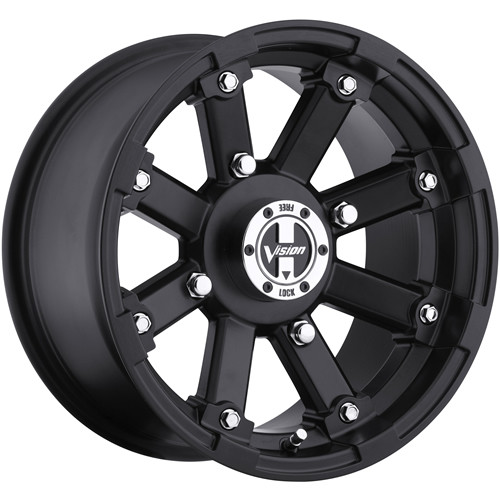 Vision Lock Out 12x8 Matte Black Vision Lock Out Wheel 4x156 -10 Offset 393-128156MB4 393-128156MB4