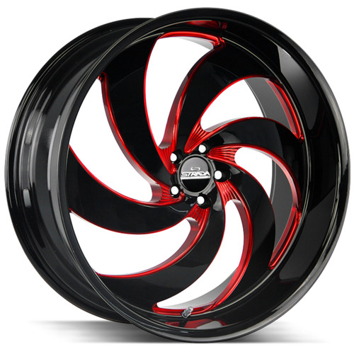 Strada Retro 6 24x10 Red Black Wheel Strada Retro 6 6x5.5  24 C06463924GBMLR