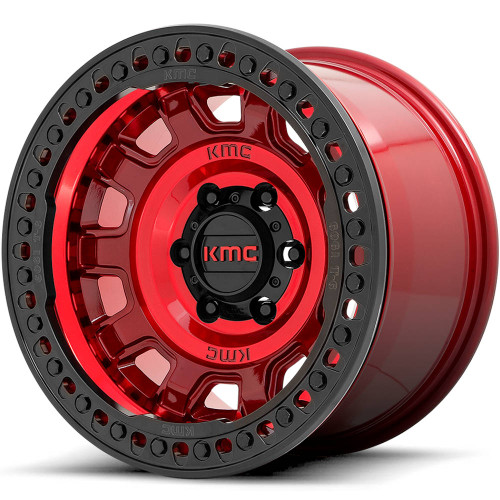 KMC KM236 17x9 Red Black Wheel KMC KM236 Tank Beadlock 5x5 -38 KM23679050938N