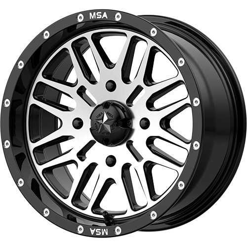 MSA Brute 22x7 Black Machined Wheel MSA Brute M38 4x137 10 M38-022737