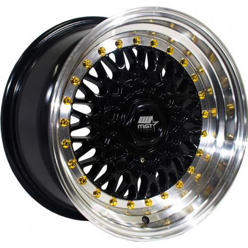 MST MT13 15x8 Black Machined Gold Wheel MST MT13 4x100 4x4.5 20 13-5816-20-BKGL