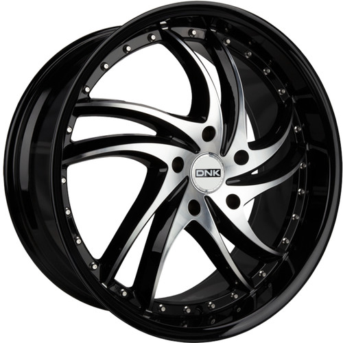 DNK 704 22x9.5 Black Machined Wheel DNK 704 5x115  15 704BMF-229515+15