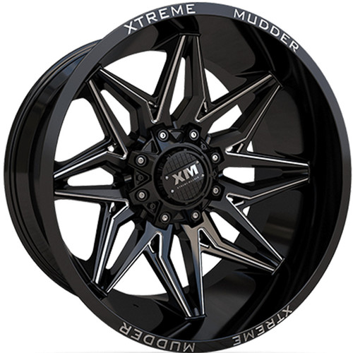 Xtreme Mudder XM-342 22x12 Black Milled Wheel Xtreme Mudder XM-342 5x5.5 5x150 -44 XM34222125139515044110BM