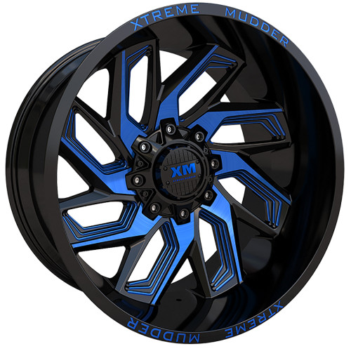 Xtreme Mudder XM-343 22x12 Black Blue Wheel Xtreme Mudder XM-343 8x170  -44 XM34322128170-44125GBBM