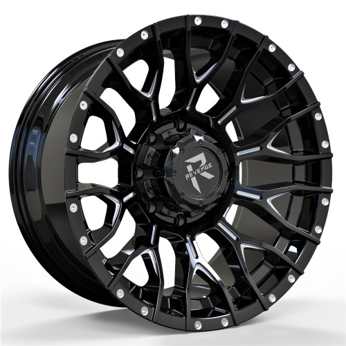 Revenge Offroad RV-201 22x12 Black Milled Wheel Revenge Offroad RV-201 5x5 5x5.5 -44 RV201-221251271397-44BMW