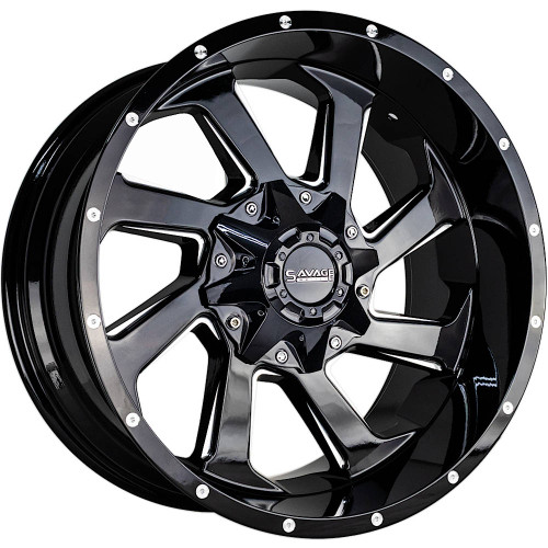 Savage Offroad SA18 22x12 Black Milled Wheel Savage Offroad SA18 6x135 6x5.5 -45 18-24-61-M