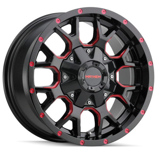 Mayhem Warrior 18x9 Black Red Wheel Mayhem Warrior 8015 5x5 5x5.5 -12 8015-8952BTR